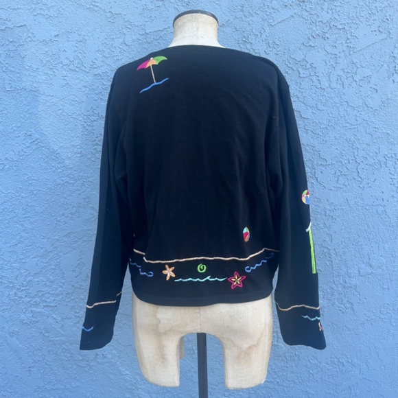 Michael simon Top black 90s beach cardigan Embroidered cotton - Picture 5 of 9